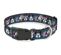 Disney - Collar para mascotas, collar para perro, hebilla de plástico, diseño de Donald Goofy y Mickey con cono de pino azul, 11 a 16.5 pulgadas, 1.0 pulgadas de ancho