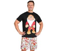 Disney Cómodo Conjunto de Pijama Corto para Hombres, Regalo Padre (Negro/Gris, M)