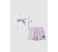 DISNEY, Conjunto Blanco Y Morado De Algodón Puro Para Niña Con Estampados De Stitch, Niña, Blanco/morado, Talla: 10-11