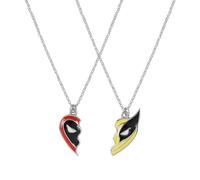 Disney Conjunto de Collar con Colgante de Corazón Partido de Mejores Amigos de Deadpool y Lobezno para Niños, Talla Única, Chapado en Rodio de Imitación, Sin Gema, Talla Única