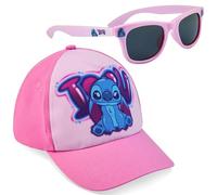 Disney Conjunto de Gafas de Sol y Gorra de Béisbol para Niñas, Gafas con Protección UV al 100% (Rosa Stitch)