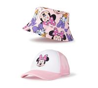 Disney Conjunto de Gorro y Gorra Rosa de Minnie Mouse para niñas | Accesorios Ligeros y Transpirables con Estampado de Personajes | Protección Solar Informal