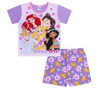 Disney Conjunto de pijama corto de princesa para niñas, conjunto de pijama Ariel Belle Rapunzel y Jasmine, conjunto de ropa de dormir de princesa para niñas de 2 a 10 años, Lila, 5-6 años