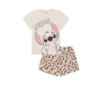 Disney Conjunto de pijama corto Lilo and Stitch para mujer, beige, 36-38