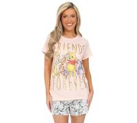 Disney Conjunto de pijama corto para mujer de Winnie The Pooh, Eeyore, Tigger, Piglet, Kanga y Roo Forever Friends, rosa, 8-10
