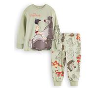 Disney Conjunto de Pijama El Libro de la Selva | Pijamas gráficos Manga Larga y Pierna Larga para niños en Verde | Mowgli Baloo Shere Khan King Louie Kaa Ropa Dormir | Obra Arte Original la película
