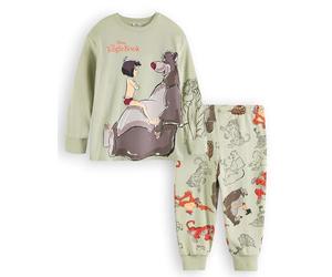 Disney Conjunto de Pijama El Libro de la Selva | Pijamas gráficos Manga Larga y Pierna Larga para niños en Verde | Mowgli Baloo Shere Khan King Louie Kaa Ropa Dormir | Obra Arte Original la película