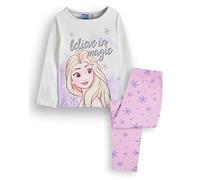 Disney Conjunto de Pijama Frozen Elsa Girls | Top de Manga Larga Blanco Princesa para niños y Pijama gráfico de Pierna Larga Rosa | Regalo de mercancía de película