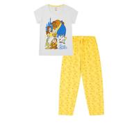 Disney Conjunto de pijama largo de algodón para mujer La Bella y la Bestia, blanco, 44-46