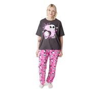 Disney Conjunto de Pijama para Mujer Pesadilla Antes de Navidad | Camiseta de Manga Corta con gráfico Jack Skellington para Adultos y Pantalones de Pijama de Pernera Larga en Negro y Rosa