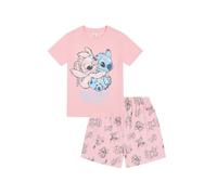 Disney Conjunto de pijama para niñas de Lilo and Stitch con punto corto y ángel rosa, rosa, 11-12 años