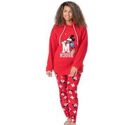 Disney Conjunto de Pijamas de Mujer Mickey Mouse | Adultos Damas Sudadera Red Borg con Pantalones | Personaje Animado Bordado Oro Plata | Regalos de mercancía