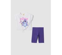 DISNEY, Conjunto Infantil Multicolor De Algodón Elástico Con Estampado De Stitch, Niña, Blanco/morado, Talla: 9-10