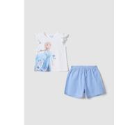 DISNEY, Conjunto Multicolor De Algodón Elástico Para Niña Con Estampado De Frozen, Niña, Blanco/azul claro, Talla: 6-7
