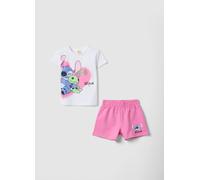 DISNEY, Conjunto Multicolor De Algodón Elástico Para Niñas Con Stitch, Niña, Blanco/rosa, Talla: 8-9