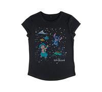 Disney Constelation Lilo Stitch-Camiseta de Manga Larga para Mujer, Negro, S