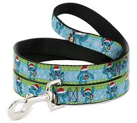 Disney - Correa para mascotas, correa para perro, Lilo and Stitch Holiday Stitch y Scrump Poses a rayas, 6 pies de largo 0.5 pulgadas de ancho