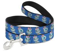 Disney - Correa para mascotas, correa para perro, Lilo y Stitch Scrump Poses azul, 4 pies de largo 1.5 pulgadas de ancho