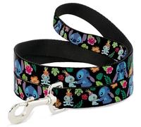Disney - Correa para mascotas, correa para perro, pose de Scrump Poses Tropical Flora, 6 pies de largo 1.5 pulgadas de ancho
