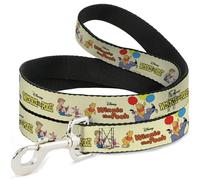 Disney - Correa para mascotas, correa para perro, poses de Winnie The Pooh y sus amigos y logotipos de títulos amarillos, 6 pies de largo, 0.5 pulgadas de ancho