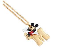 Disney Couture Kingdom Mickey Mouse M Initiale Figurilla Collar chapado en oro amarillo con esmalte rojo, blanco y negro encanto icono 90 años joyería mujer colgante, Esmalte, sin piedra