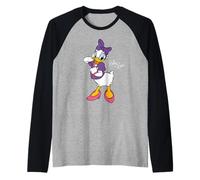 Disney Daisy Duck Retro Character Cute Pose Trip Matching Camiseta Manga Raglan