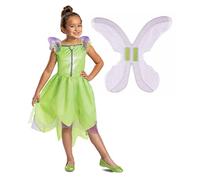 Disney Disfraz Campanilla Niña - Hada Verde con Alas y Vestido, Disfraces para Carnaval y Halloween, 3-4 años