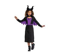 Disney Disfraz Maléfica Niña - Vestido Bruja para Halloween, Clásico Oficial, Tallas S y M, 7-8 años