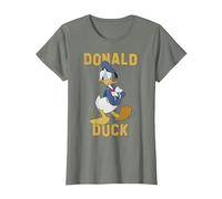 Disney Donald Duck Angry Pose Arms Crossed Graphic Camiseta Camiseta, Mujer, Verde militar jaspeado, S