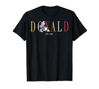 Disney Donald Duck Est.1934 Donald Colorful Texto Camiseta, Hombre, Negro, L