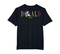 Disney Donald Duck Est.1934 Donald Colorful Texto Camiseta, Hombre tallas grandes, Negro, 5X Alto