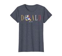Disney Donald Duck Est.1934 Donald Colorful Texto Camiseta, Mujer, Azul Jaspeado, S