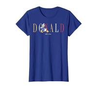 Disney Donald Duck Est.1934 Donald Colorful Texto Camiseta, Mujer, Azul Real, S