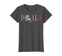 Disney Donald Duck Est.1934 Donald Colorful Texto Camiseta, Mujer, Jaspeado Oscuro, S
