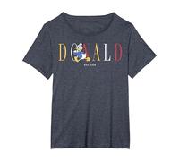 Disney Donald Duck Est.1934 Donald Colorful Texto Camiseta, Mujer tallas grandes, Azul Jaspeado, 3XL Grande
