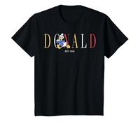 Disney Donald Duck Est.1934 Donald Colorful Texto Camiseta, Niños, Negro, 8 años