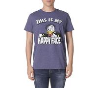 Disney Donald Duck Happy Face T-Shirt Camiseta, Azul Marino Jaspeado, M para Hombre
