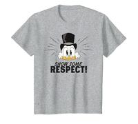 Disney DuckTales Scrooge McDuck Show Some Respect Camiseta, Niños, Gris Jaspeado, 8 años