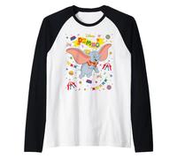 Disney Dumbo 85th Anniversary Flying Elephant Circus Collage Camiseta Manga Raglan