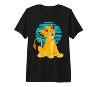 Disney El Rey León con Estampado Retro de Simba Joven Feliz Camiseta premium