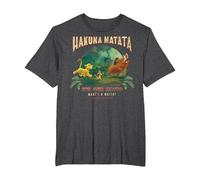 Disney El rey león Hakuna Matata es nuestro lema Foto grupal Camiseta, Hombre tallas grandes, Jaspeado Oscuro, 5X Alto