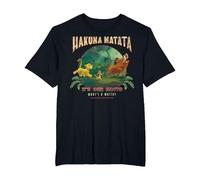 Disney El rey león Hakuna Matata es nuestro lema Foto grupal Camiseta, Hombre tallas grandes, Negro, 2X Alto
