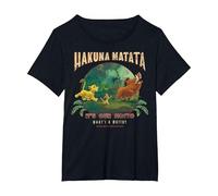 Disney El rey león Hakuna Matata es nuestro lema Foto grupal Camiseta, Mujer tallas grandes, Negro, 2XL Grande