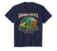 Disney El rey león Hakuna Matata es nuestro lema Foto grupal Camiseta, Niños, Azul Marino, 4 años
