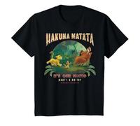Disney El rey león Hakuna Matata es nuestro lema Foto grupal Camiseta, Niños, Negro, 8 años