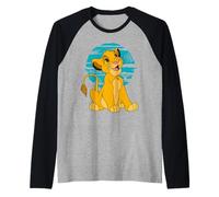 Disney El rey león joven Simba Happy Blue Retro Camiseta Manga Raglan