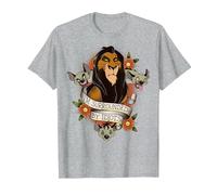 Disney El Rey León Scar Estoy Rodeado De Idiotas Camiseta, Hombre, Gris Jaspeado, XL