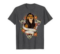 Disney El Rey León Scar Estoy Rodeado De Idiotas Camiseta, Hombre, Jaspeado Oscuro, L