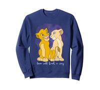 Disney El rey león Simba y Nala Love encontrarán un camino Sudadera, Unisex para adultos, Azul Marino, L