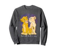 Disney El rey león Simba y Nala Love encontrarán un camino Sudadera, Unisex para adultos, Jaspeado Oscuro, XL